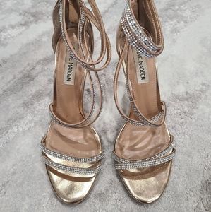 Steve Madden Rose Gold Strappy Crystal Sandals